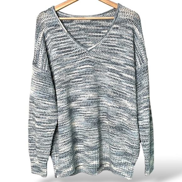 MADEWELL Cotton Blend Southbrook Open Stitch Pullover V-Neck Sweater Space Dye - Picture 4 of 10
